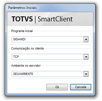 Parâmetros de linha do TOTVS SmartClient