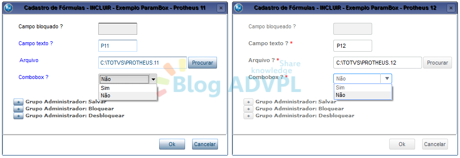 Função Parambox P11e P12